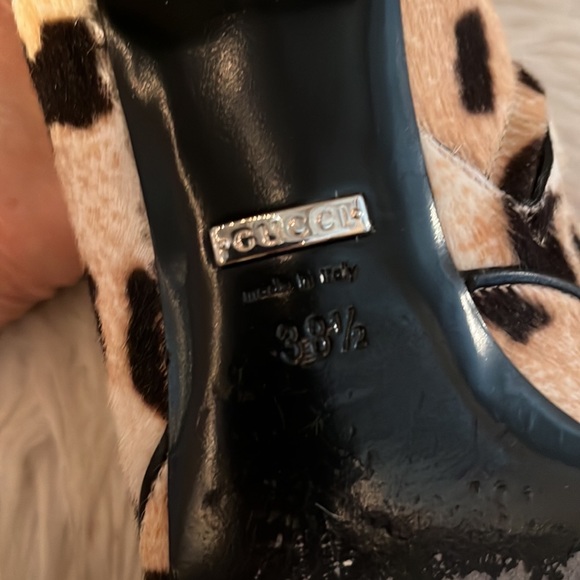 Auth GUCCI Leopard Ankle Booties Boots Shoes  Size 38 1/2 - Picture 11 of 12